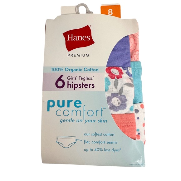 Hanes‎ Tagless Hipsters Pack of 6 Girls Size 8 - Picture 1 of 4
